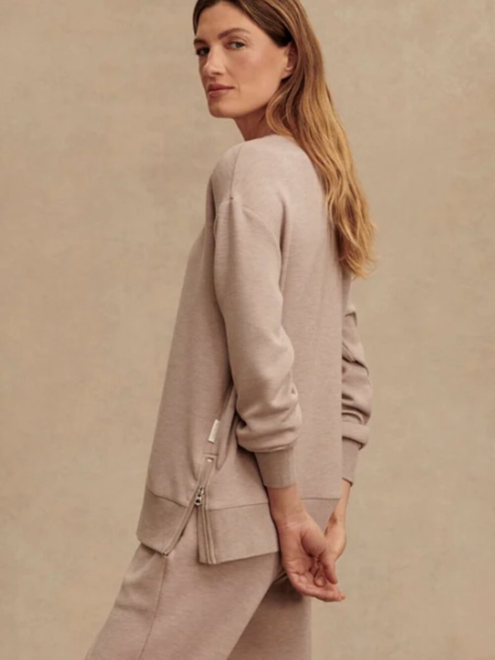 VARLEY Gabriella Sweat Sweatshirt Taupe Size Small
